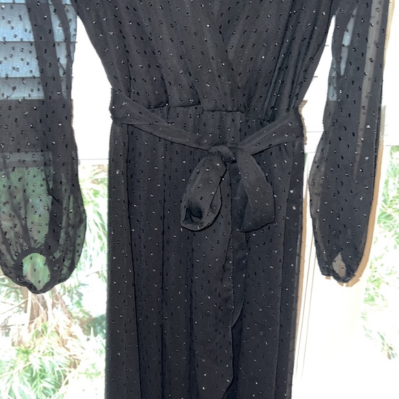 Flow length black formal dress with black sequin details. Size Medium. - Picture 4 of 4